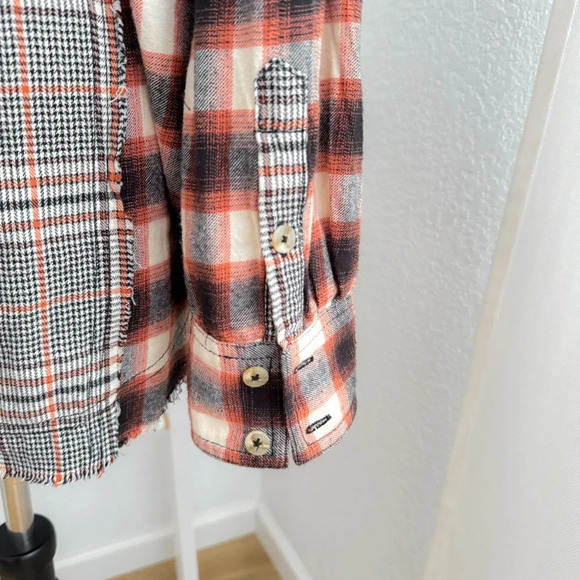Free People Wildfire Plaid Top Blouse Shirt Flannel Oversized Slouchy Cotton - Picture 6 of 14